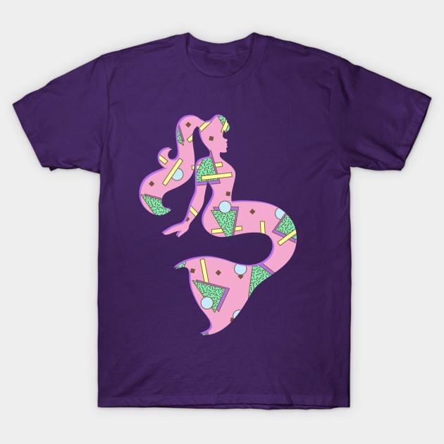 Rad 90s Pattern Mermaid T-Shirt by Tiny Siren Animation